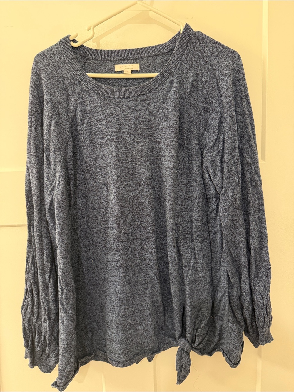 Lauren Conrad: Cozy Blue Women's Tie-Hem Knit Top